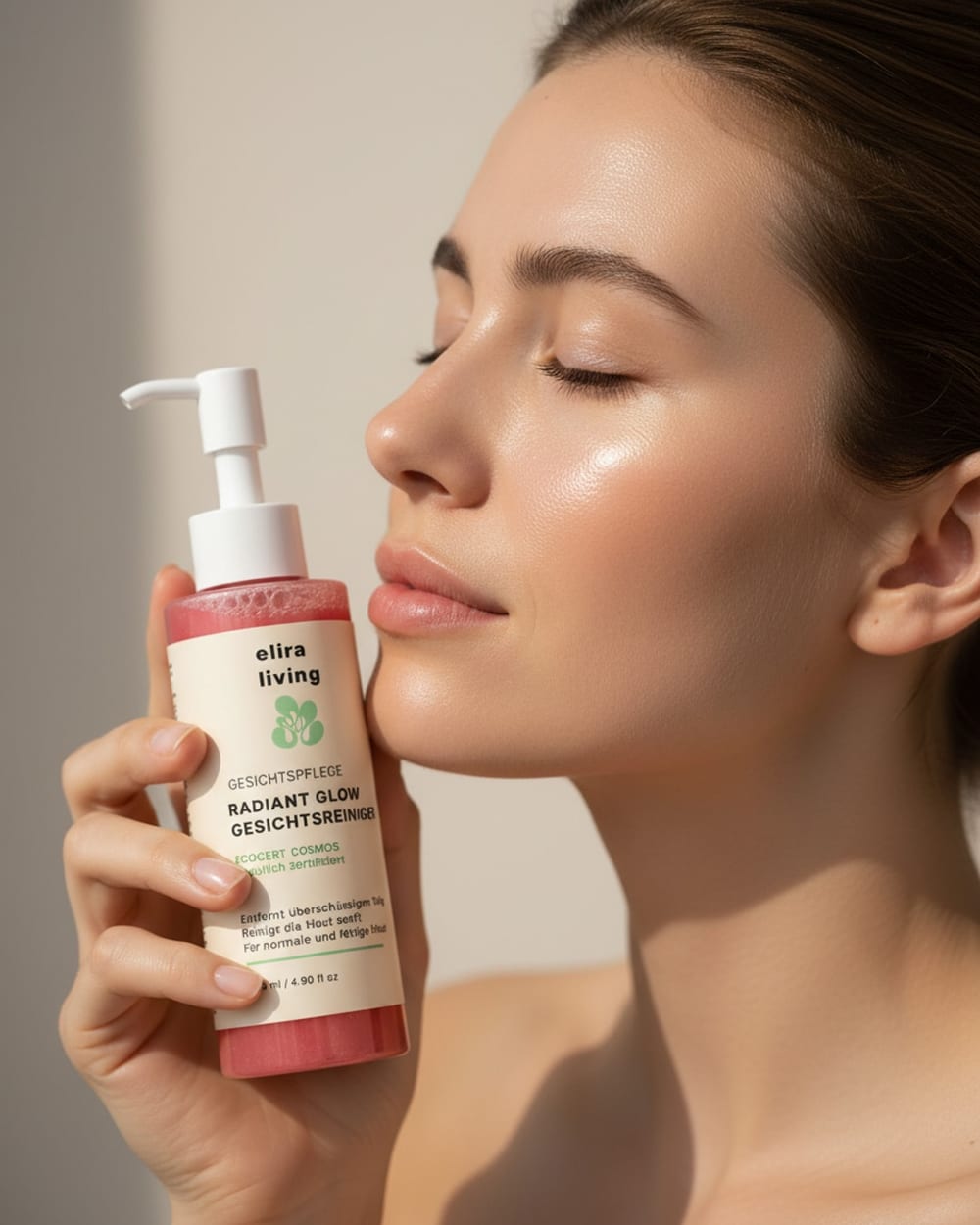 A woman with the Elira cleanser
